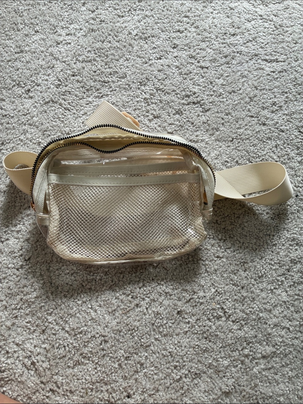 Clear Mesh Waist Bag in Cream